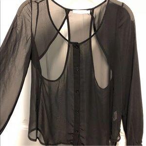 LUSH Black Sheer XS Peek A Boo Top E2-1374